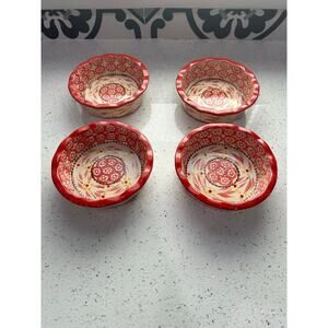 Temp-tations Old World Cranberry 5" Bakers Quiche Pie Plate Bowl Set of 4